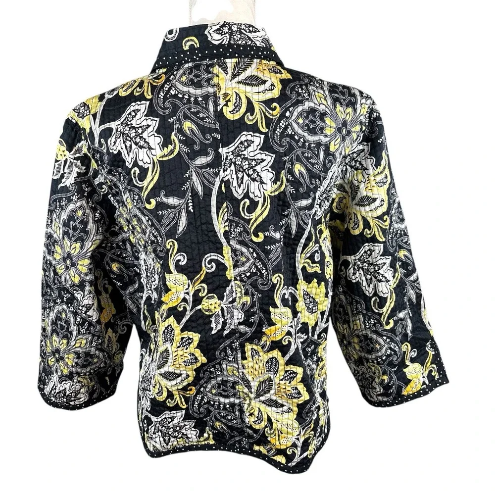 Peck & Peck Weekend Quilted‎ Reversible Jacket Womens XL Navy Polka Dot Paisley
